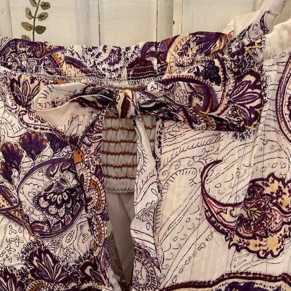 Band of the Free Liliane Paisley Maxi Dress Cream Purple Tiered Size M NWT - Picture 15 of 15